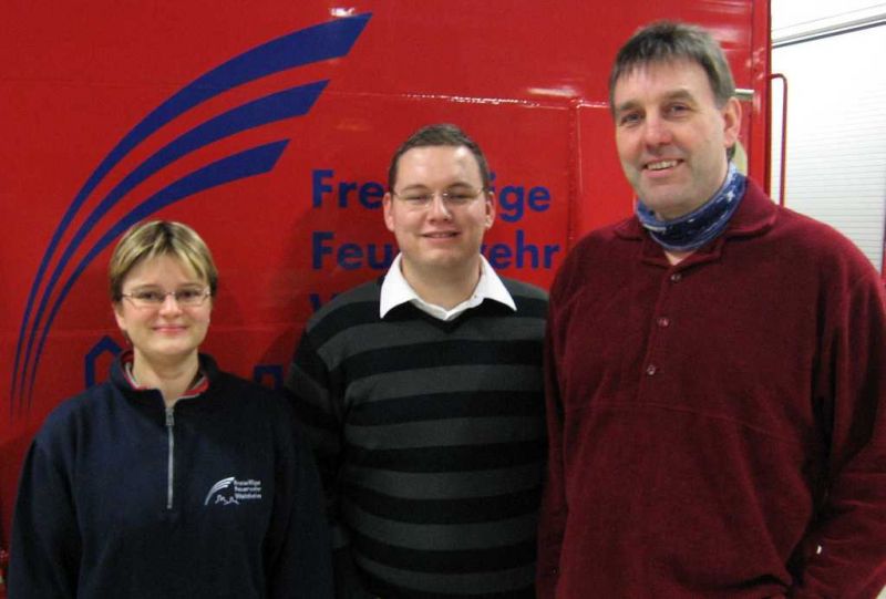 Feuerwehr Weinheim v.l.n.r Miriam Eberle, Hannes Hartmann, Stephan Hördt