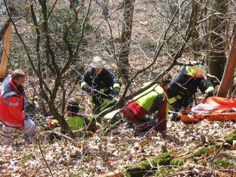 Feuerwehr Weinheim abgestürzter Waldarbeiter