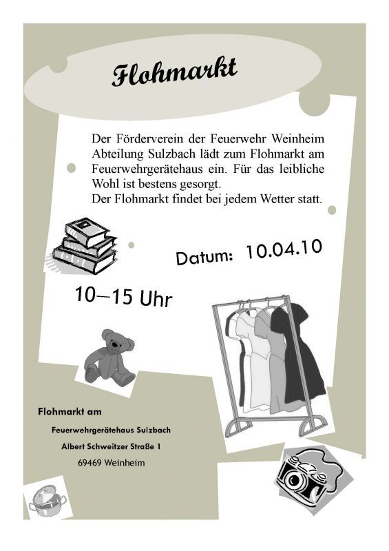 Flohmarkt Förderverein Feuerwehr Weinheim Sulzbach