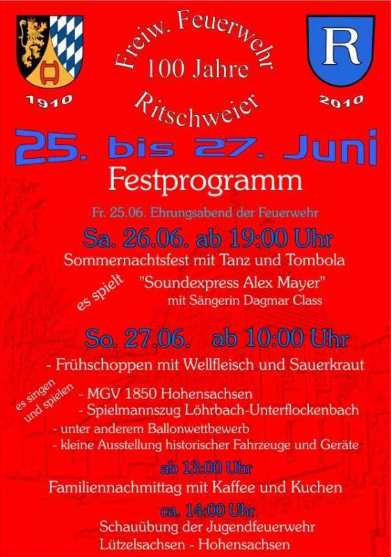 100 Jahre Feuerwehr Weinheim Ritschweier