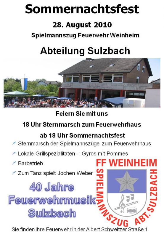 Sommernachtsfest des Spielmannszug Sulzbach