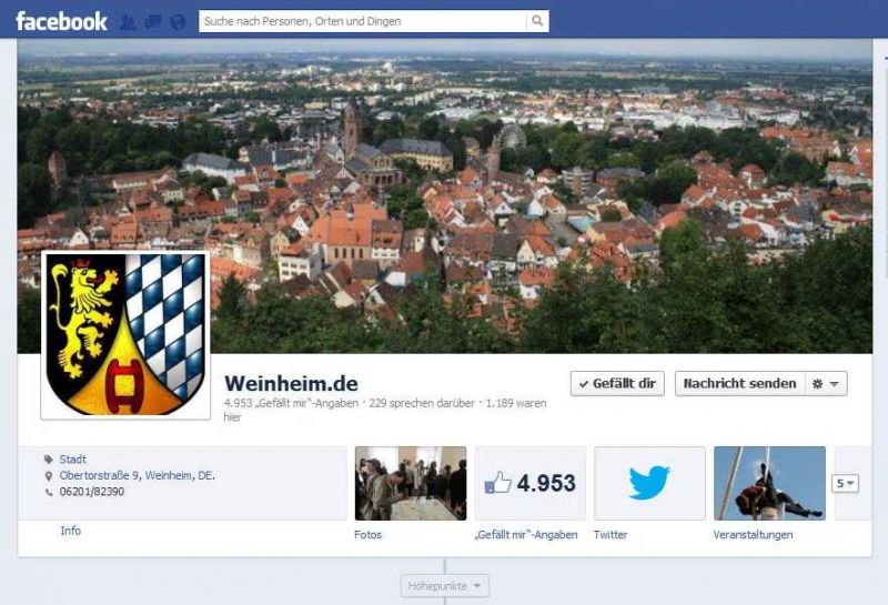 Stadt Weinheim bei Facebook