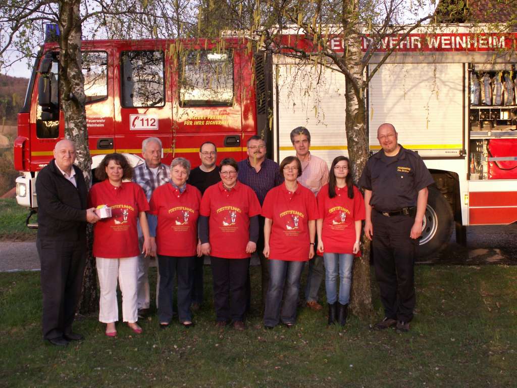 Spendeübergabe an Förderverein der Freiwilligen Feuerwehr Weinheim Abteilung Oberflockenbach