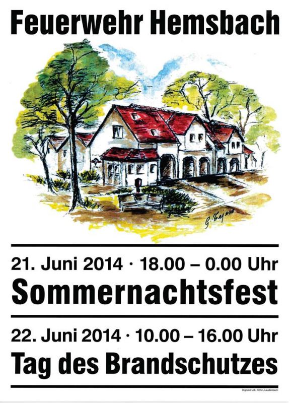 Plakat Feuerwehr Hemsbach 2014
